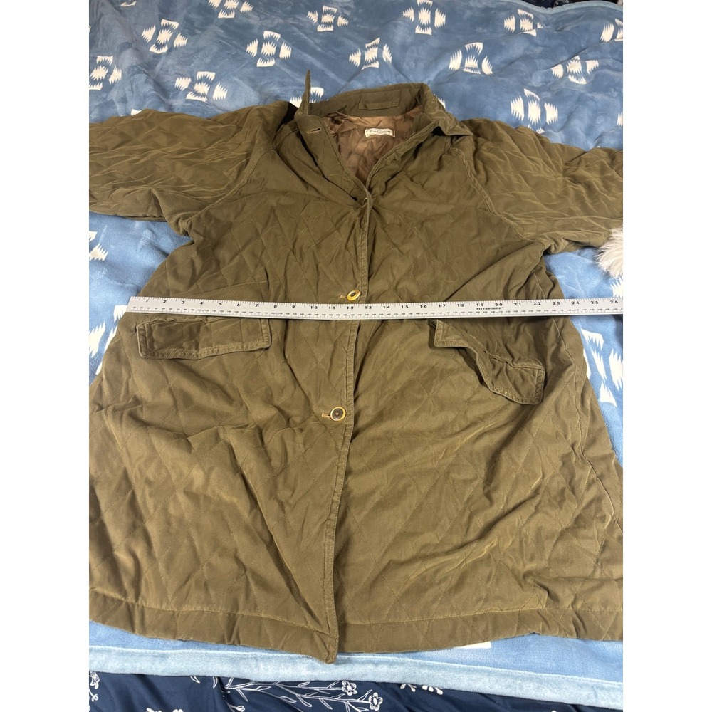 Paul Stuart Italy Olive Green Quilted Barn Coat Jacket Women Size Large L - Picture 4 of 9